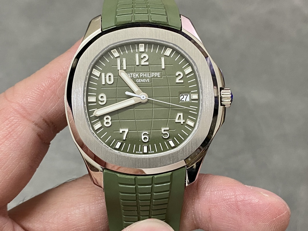 Fake Patek Philippe Replica Watch Aquanaut Jumbo White Gold Khaki Green Dial 5168G-010 3KF