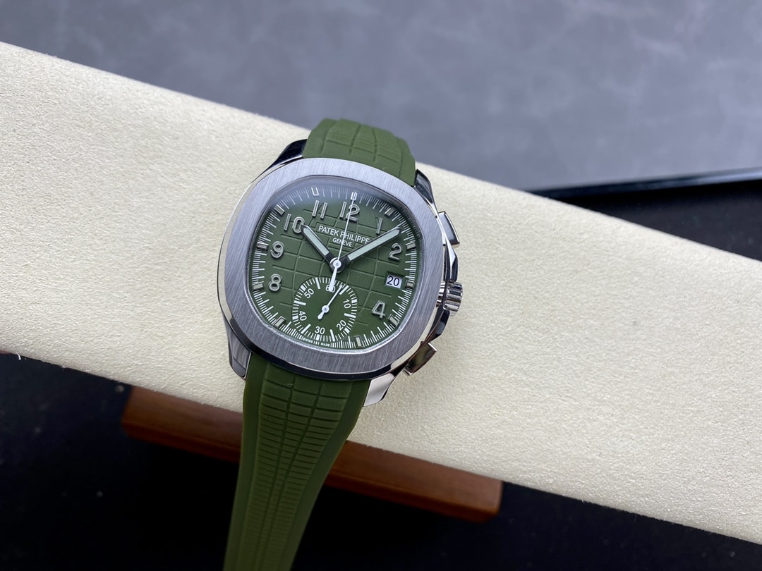 Fake Patek Philippe Replica Watch Aquanaut Chronograph White Gold Khaki Green Dial 5968G-010 GRF