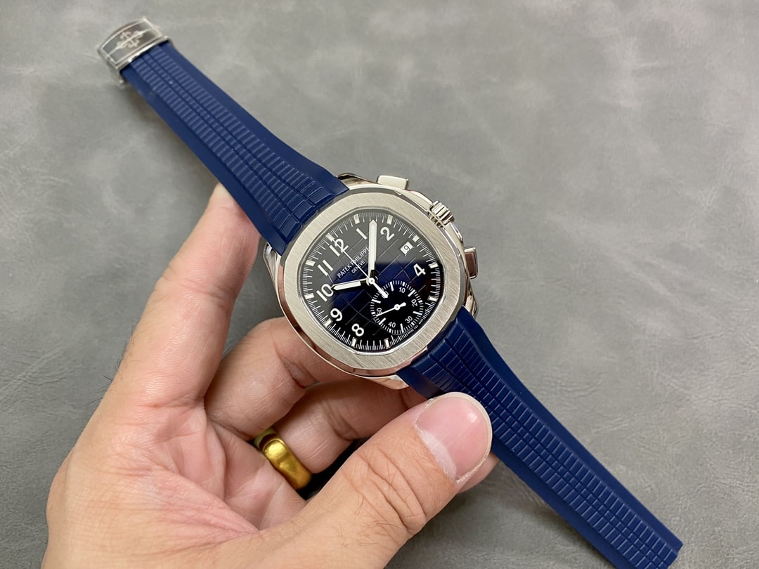 Fake Patek Philippe Replica Watch Aquanaut Chronograph White Gold Blue Dial 5968G-001 MMA