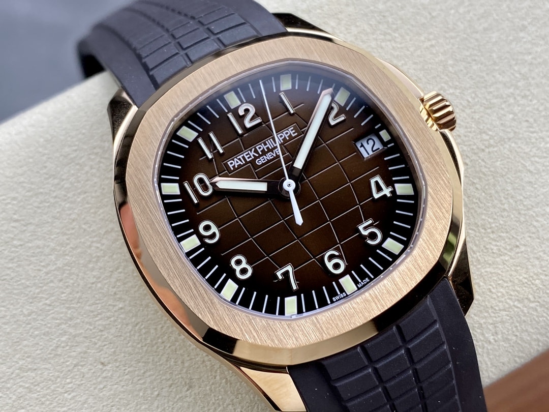 Fake Patek Philippe Replica Watch Aquanaut Date Sweep Seconds Rose Gold Brown Dial 5167R-001 3KF