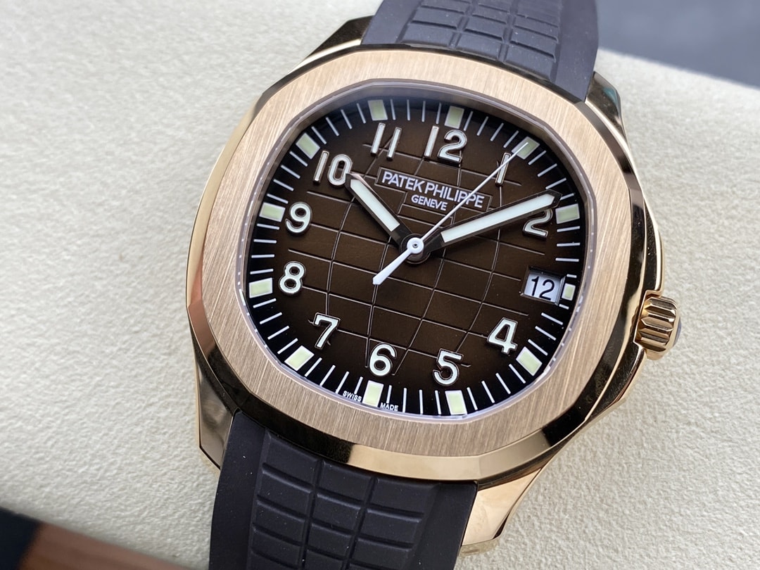 Fake Patek Philippe Replica Watch Aquanaut Date Sweep Seconds Rose Gold Brown Dial 5167R-001 3KF