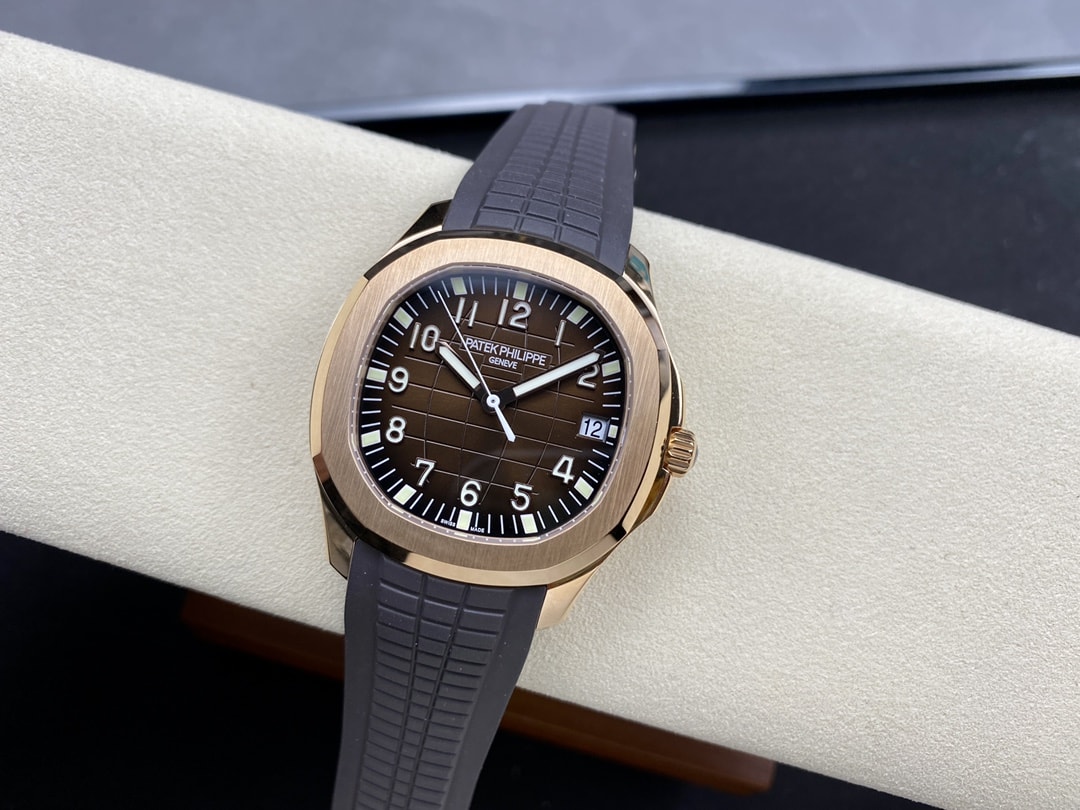 Fake Patek Philippe Replica Watch Aquanaut Date Sweep Seconds Rose Gold Brown Dial 5167R-001 3KF