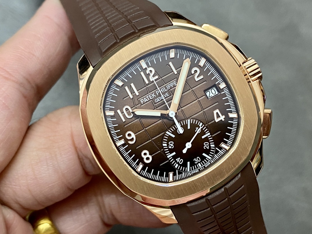 Fake Patek Philippe Replica Watch Aquanaut Chronograph Rose Gold Brown Dial 5968R-001 GRF