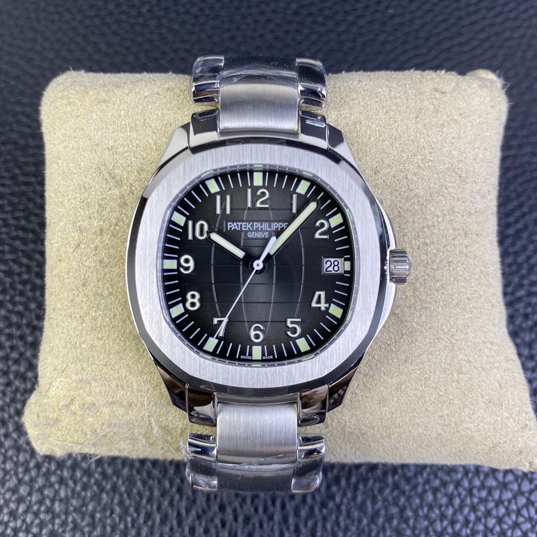 Fake Patek Philippe Replica Watch Aquanaut Date Sweep Seconds Stainless Steel Black Dial 5167/1A-001 3KF