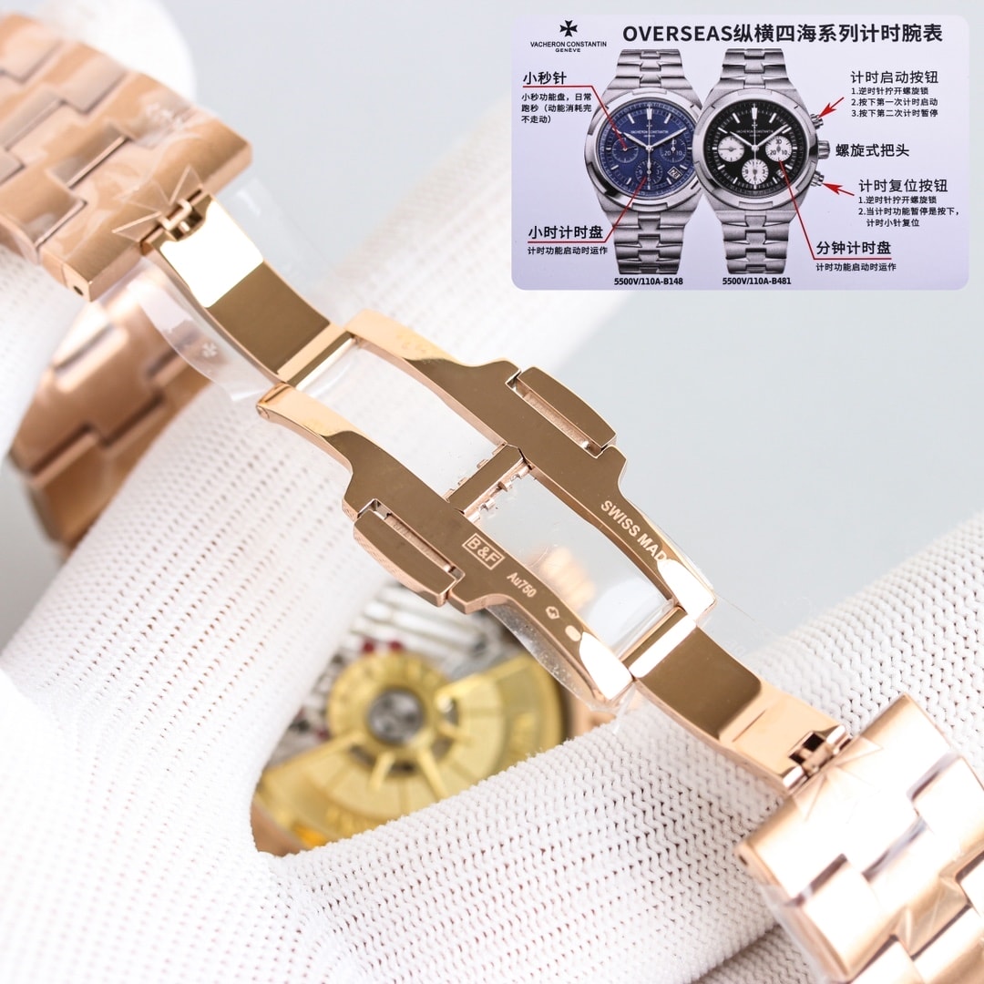 Fake Vacheron Constantin Replica Watch Overseas chronograph 42.5 MM PINK GOLD 5520V